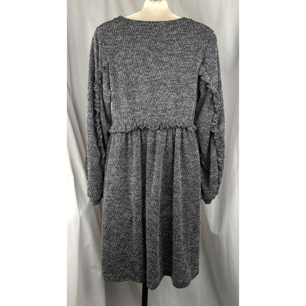 RO+DE Anthropologie Stella Marled Knit Gray Sweater Dress Balloon Slv Ruffle S - Picture 4 of 6